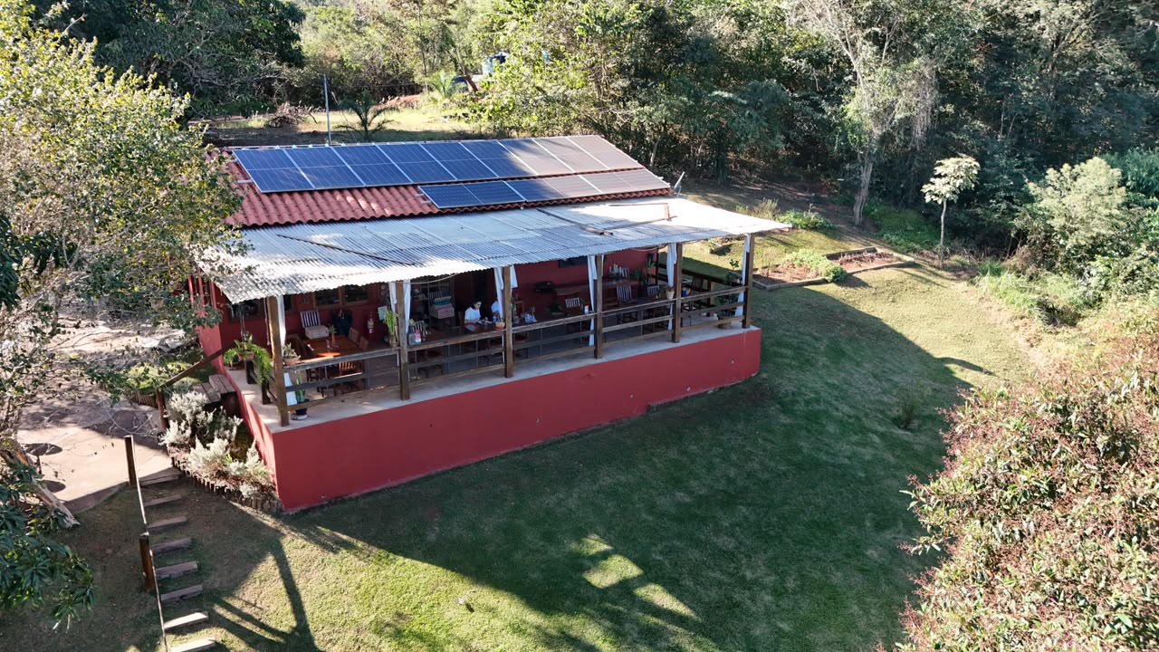 Aerial view of the restaurant veranda and lawn