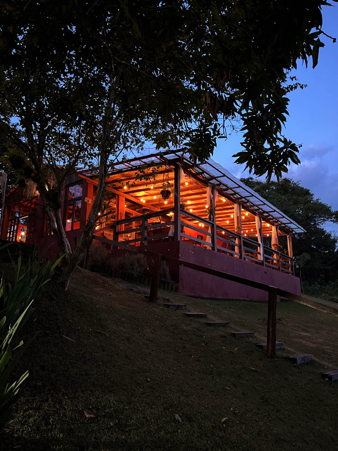 Restaurant lit up at night, ready for events